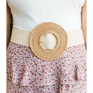 Caitlin Covington cmcoving raffia straw elastic belt one size Kennedy